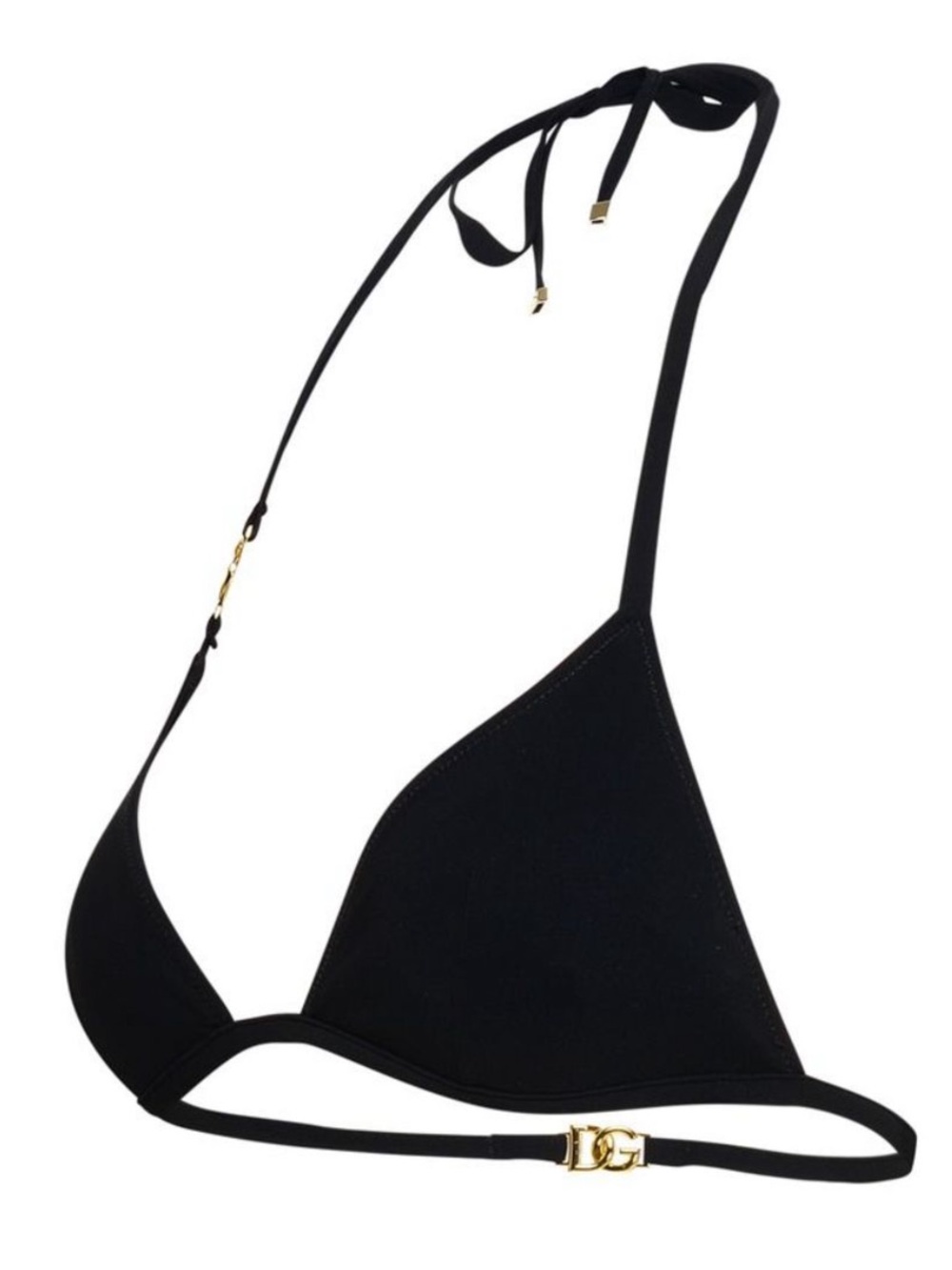 DOLCE & GABBANA Triangle Top Bikini Gold logo In Misto Nylon Nero Black Size 1